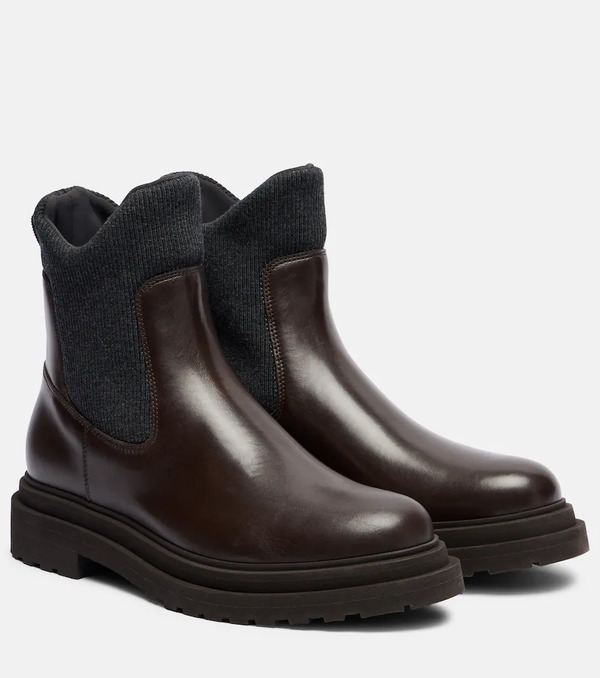  Brunello Cucinelli Brunello Cucinelli Leather Sock Boots 
