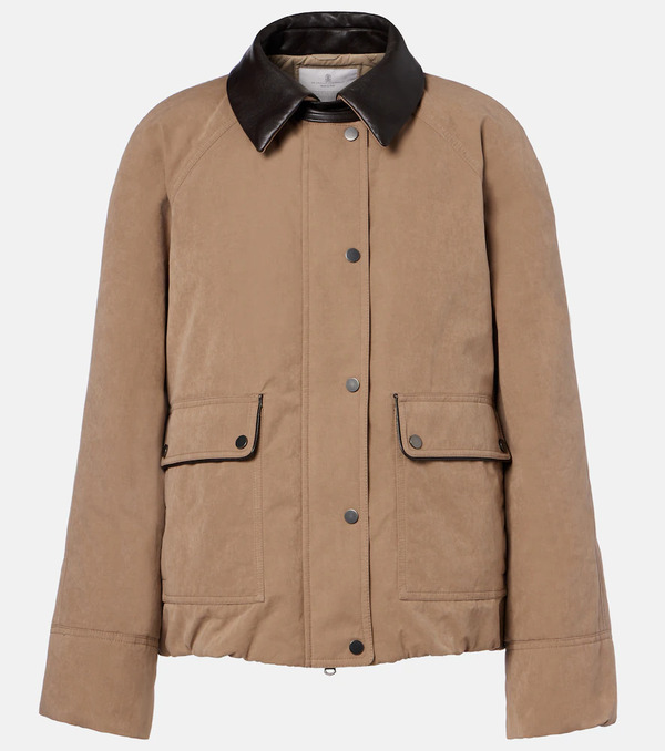  Brunello Cucinelli Brunello Cucinelli Leather-trimmed Padded Jacket 