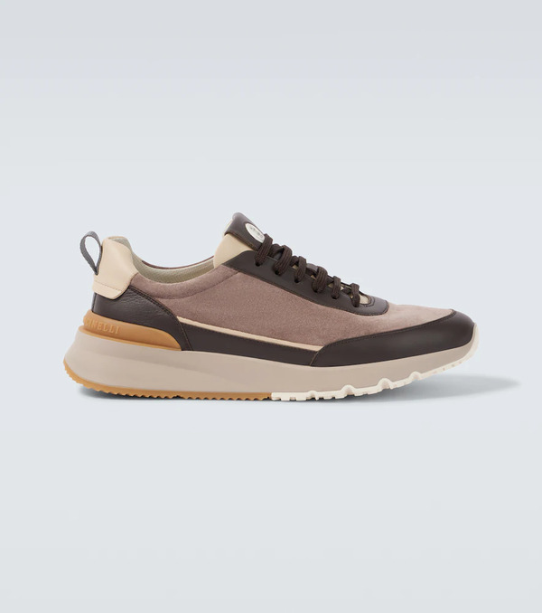  Brunello Cucinelli Brunello Cucinelli Leather-trimmed Suede Sneakers 