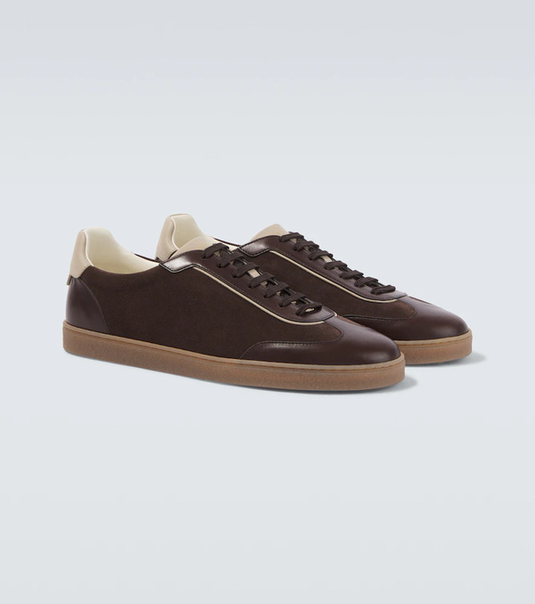  Brunello Cucinelli Brunello Cucinelli Leather-trimmed Suede Sneakers 