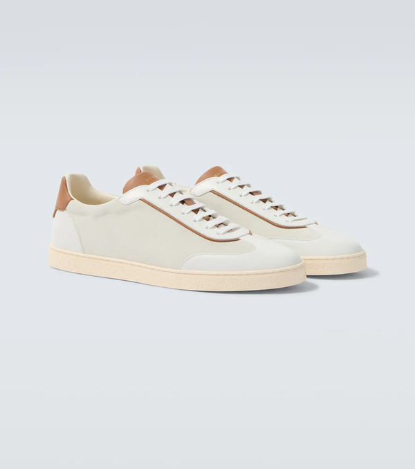  Brunello Cucinelli Brunello Cucinelli Leather-trimmed Suede Sneakers 