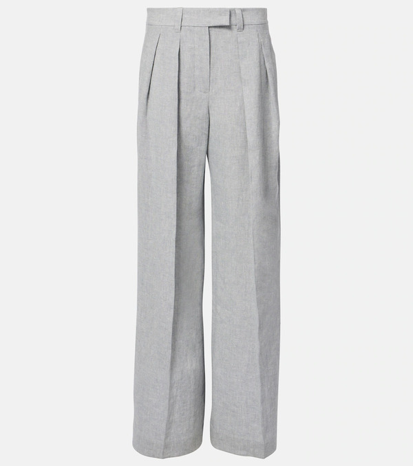  Brunello Cucinelli Brunello Cucinelli Linen-blend Wide-leg Pants 