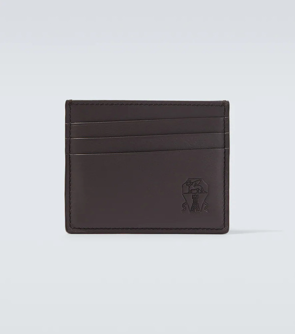  Brunello Cucinelli Brunello Cucinelli Logo Debossed Leather Card Holder 