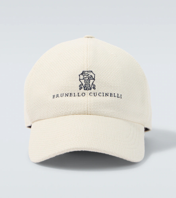  Brunello Cucinelli Brunello Cucinelli Logo Silk, Linen, And Wool Baseball Cap 