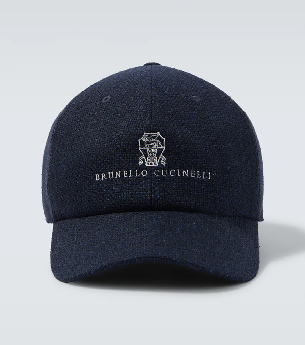  Brunello Cucinelli Brunello Cucinelli Logo Silk, Linen, And Wool Baseball Cap 