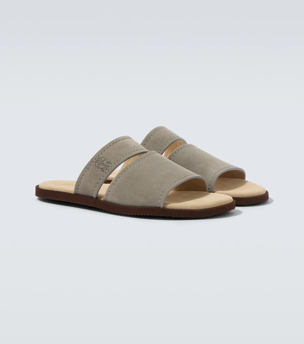  Brunello Cucinelli Brunello Cucinelli Logo Suede Sandals 