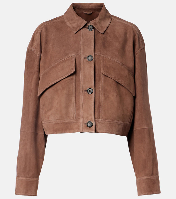  Brunello Cucinelli Brunello Cucinelli Monili Cropped Suede Jacket 