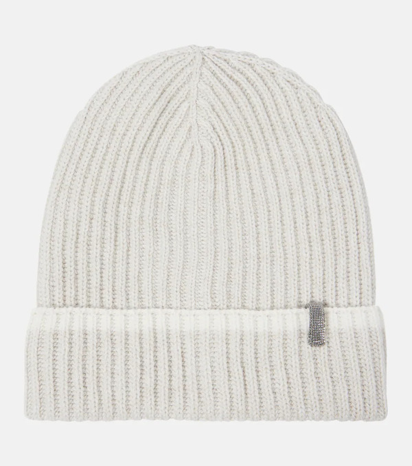  Brunello Cucinelli Brunello Cucinelli Monili Embellished Cashmere Beanie 
