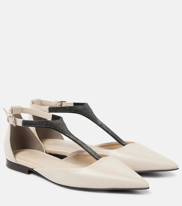  Brunello Cucinelli Brunello Cucinelli Monili Leather Flats 
