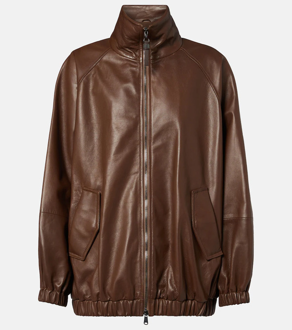  Brunello Cucinelli Brunello Cucinelli Monili Leather Jacket 