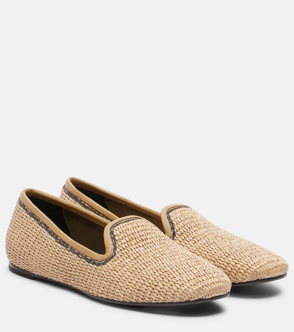  Brunello Cucinelli Brunello Cucinelli Monili Raffia Loafers 