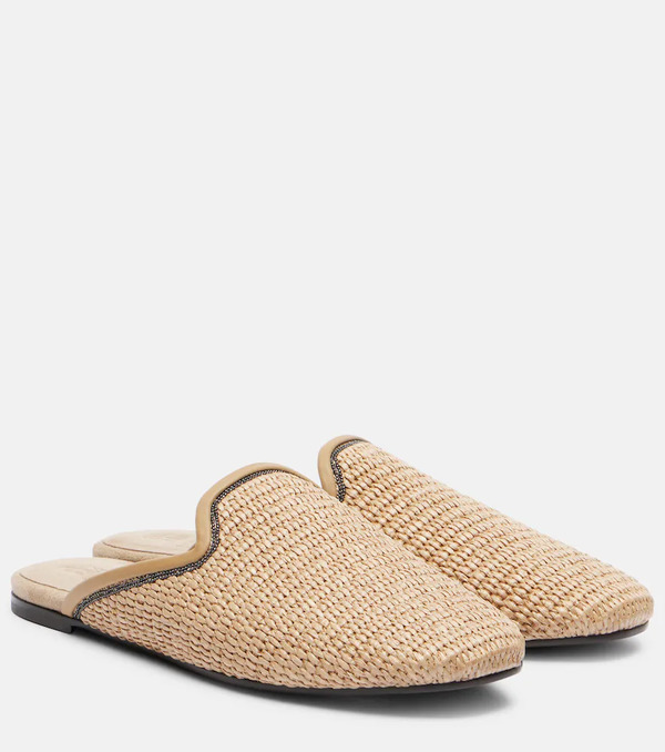  Brunello Cucinelli Brunello Cucinelli Monili Raffia Mules 