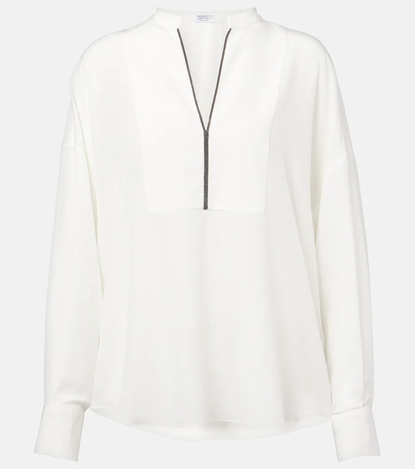  Brunello Cucinelli Brunello Cucinelli Monili Silk Blouse 