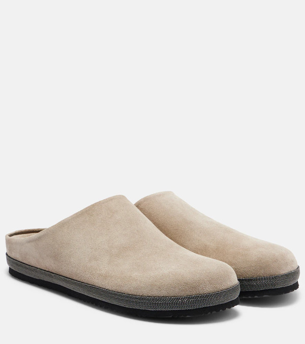  Brunello Cucinelli Brunello Cucinelli Monili Suede Clogs 