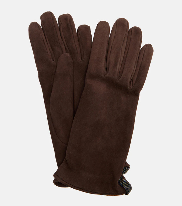  Brunello Cucinelli Brunello Cucinelli Monili Suede Gloves 