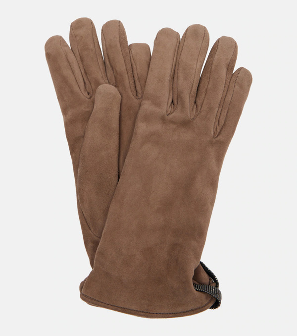  Brunello Cucinelli Brunello Cucinelli Monili Suede Gloves 