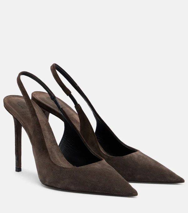  Brunello Cucinelli Brunello Cucinelli Monili Suede Slingback Pumps 