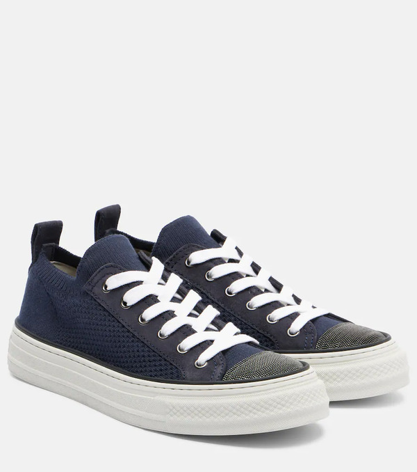  Brunello Cucinelli Brunello Cucinelli Monili Suede-trimmed Sneakers 