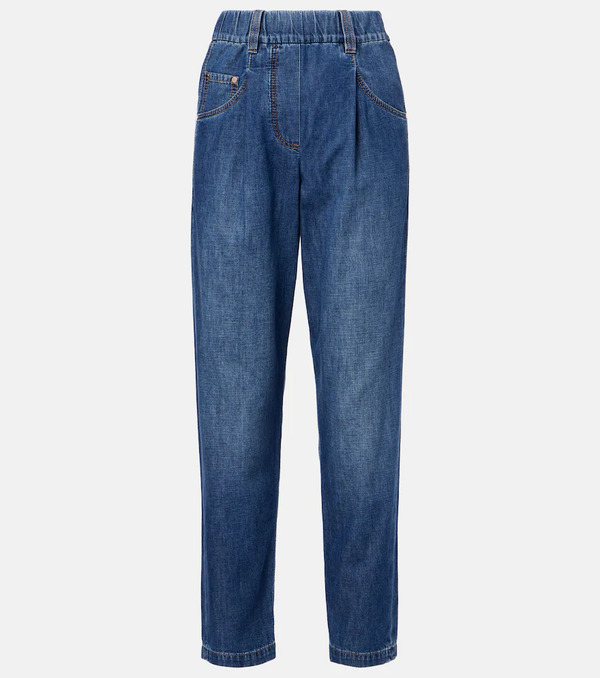  Brunello Cucinelli Brunello Cucinelli Pleated Tapered Jeans 
