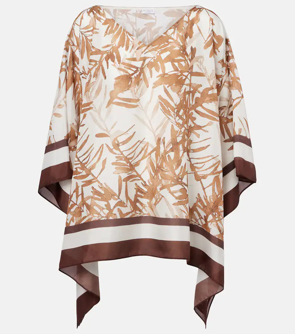  Brunello Cucinelli Brunello Cucinelli Printed Silk Top 