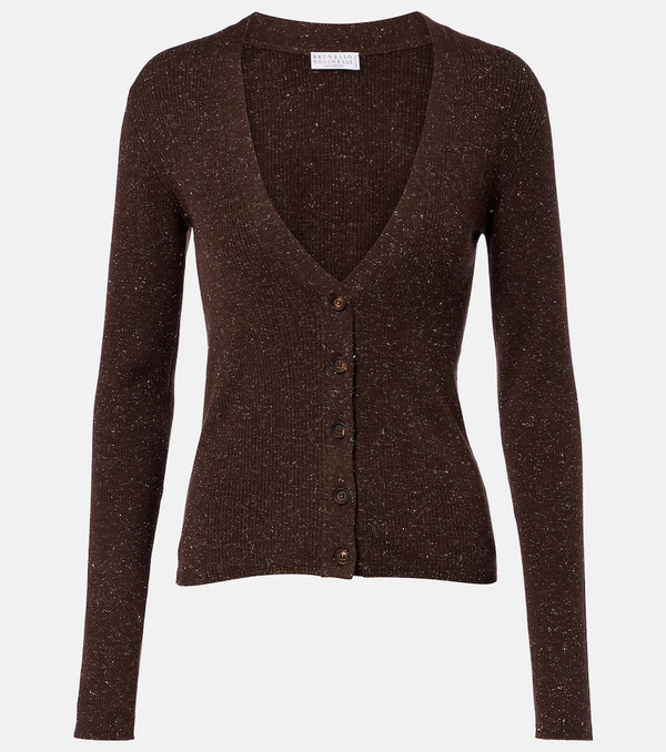  Brunello Cucinelli Brunello Cucinelli Ribbed-knit Cashmere-blend Cardigan 