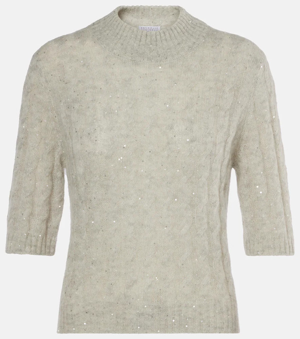  Brunello Cucinelli Brunello Cucinelli Sequined Cable-knit Sweater 