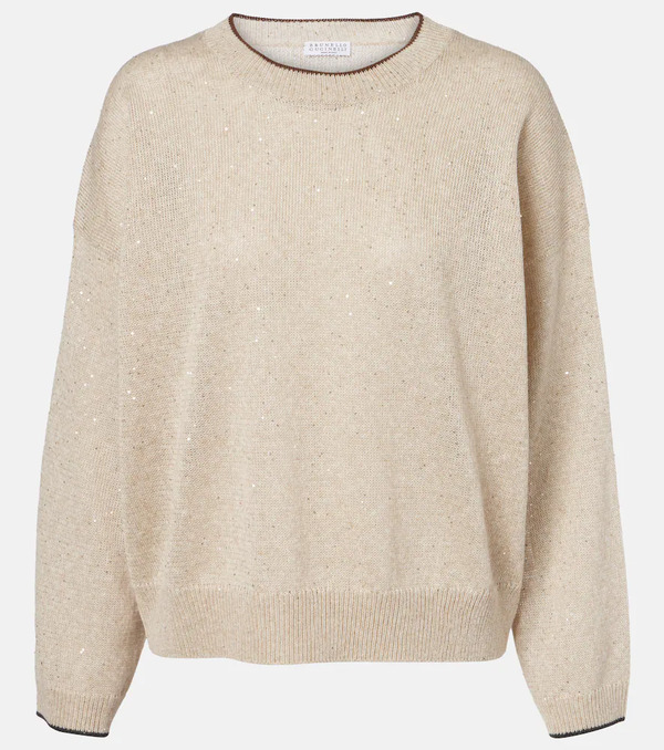  Brunello Cucinelli Brunello Cucinelli Sequined Linen-blend Sweater 