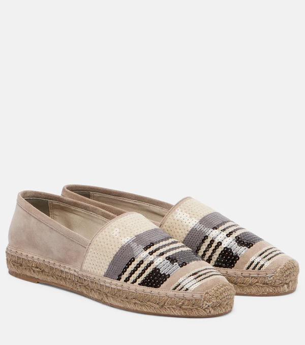  Brunello Cucinelli Brunello Cucinelli Sequined Suede Espadrilles 