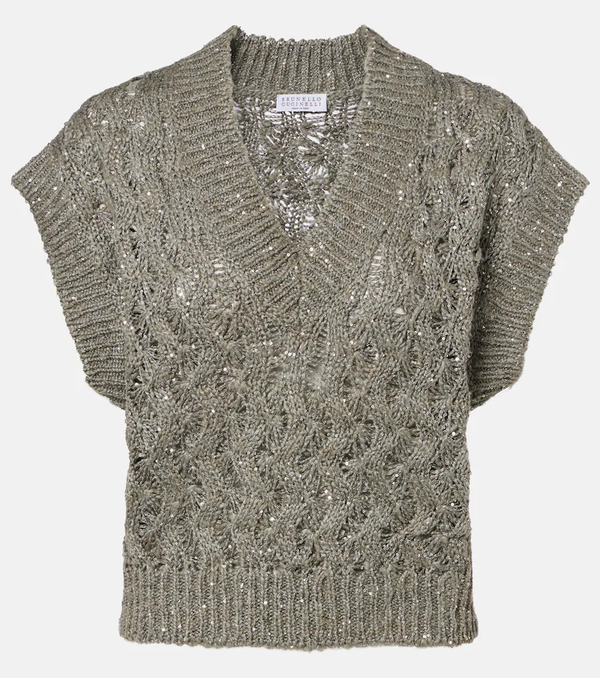  Brunello Cucinelli Brunello Cucinelli Sequined Sweater Vest 