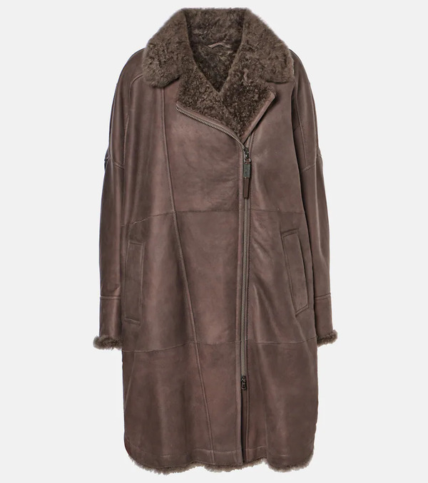  Brunello Cucinelli Brunello Cucinelli Shearling-lined Leather Coat 