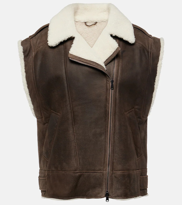  Brunello Cucinelli Brunello Cucinelli Shearling-lined Leather Vest 