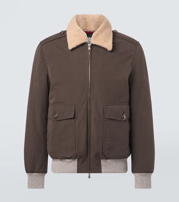  Brunello Cucinelli Brunello Cucinelli Shearling-trimmed Blouson Jacket 