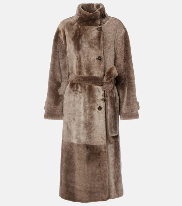  Brunello Cucinelli Brunello Cucinelli Shearling Wrap Coat 