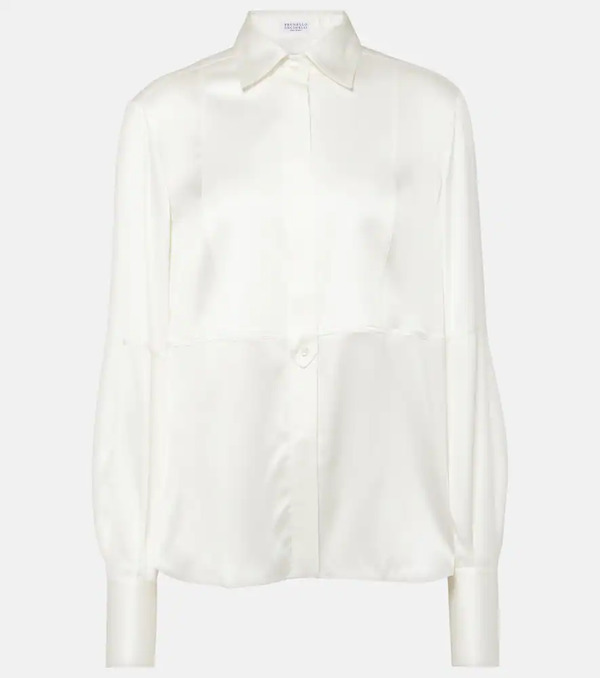  Brunello Cucinelli Brunello Cucinelli Silk-blend Satin Blouse 