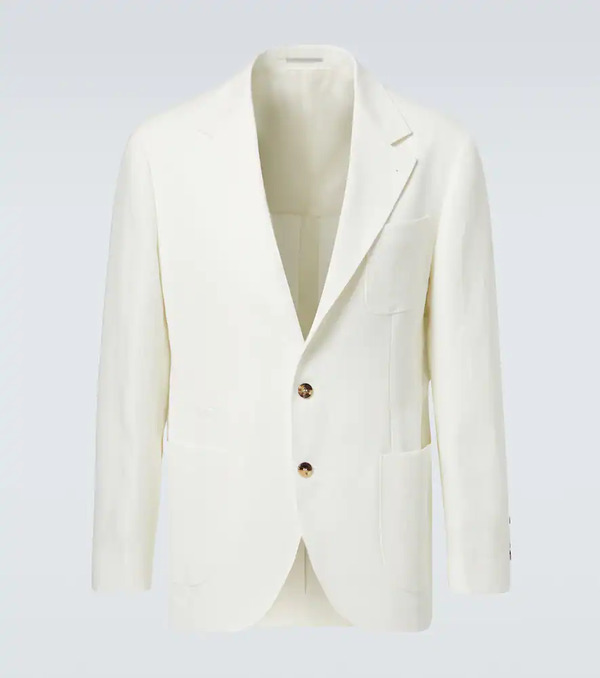 Brunello Cucinelli Brunello Cucinelli Single-breasted Linen Blazer 