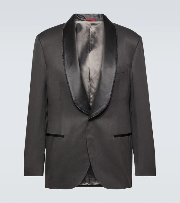  Brunello Cucinelli Brunello Cucinelli Single-breasted Silk Tuxedo Jacket 