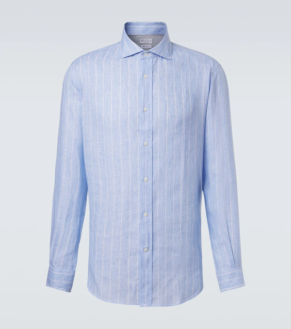  Brunello Cucinelli Brunello Cucinelli Striped Linen Shirt 