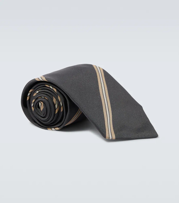  Brunello Cucinelli Brunello Cucinelli Striped Silk Tie 