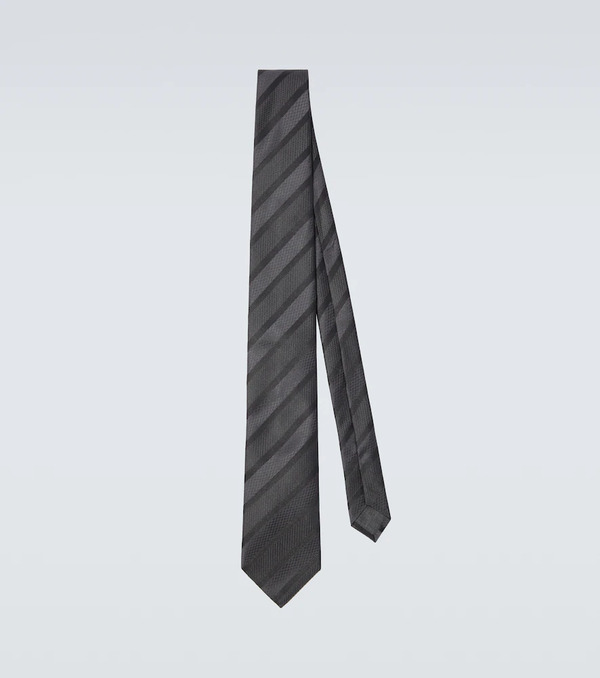  Brunello Cucinelli Brunello Cucinelli Striped Silk Tie 