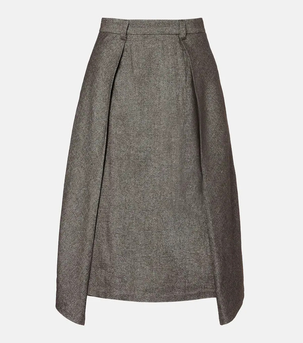  Brunello Cucinelli Brunello Cucinelli Wool And Linen-blend Midi Skirt 