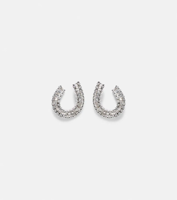  Bucherer Fine Jewellery Bucherer Fine Jewellery Baguette Love 18kt White Gold Earrings With Diamonds 