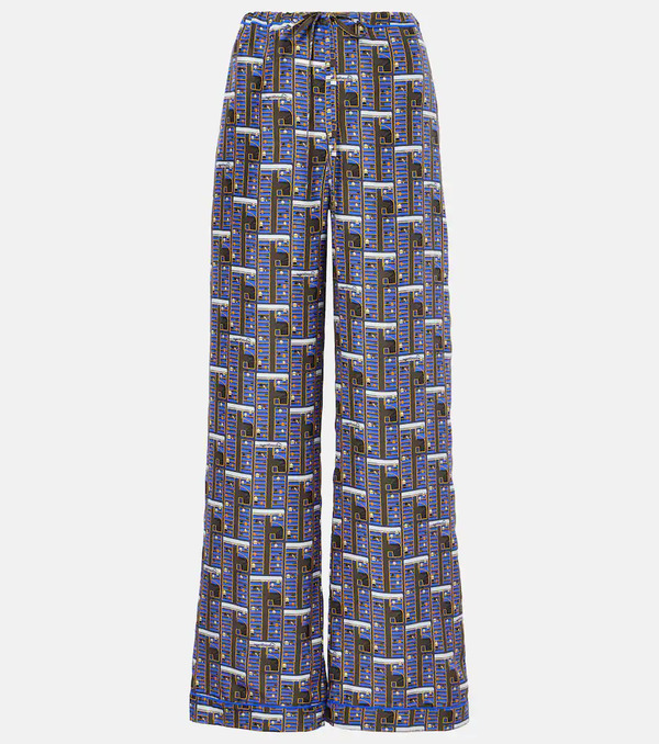  Burberry Burberry Checked Silk Straight Pants 