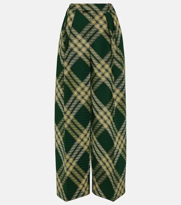  Burberry Burberry Checked Wool Twill Wide-leg Pants 