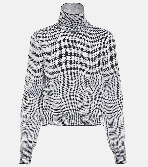  Burberry Burberry Houndstooth Wool-blend Turtleneck Sweater 