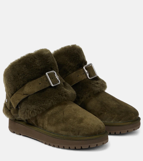  Burberry Burberry Shearling-trimmed Suede Ankle Boots 