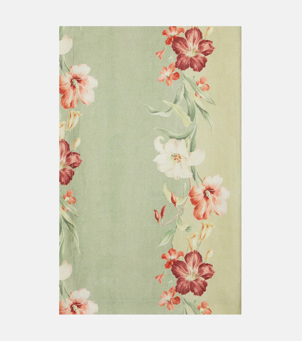  Cabana Cabana Ibiscus Floral Striped Linen Tablecloth 