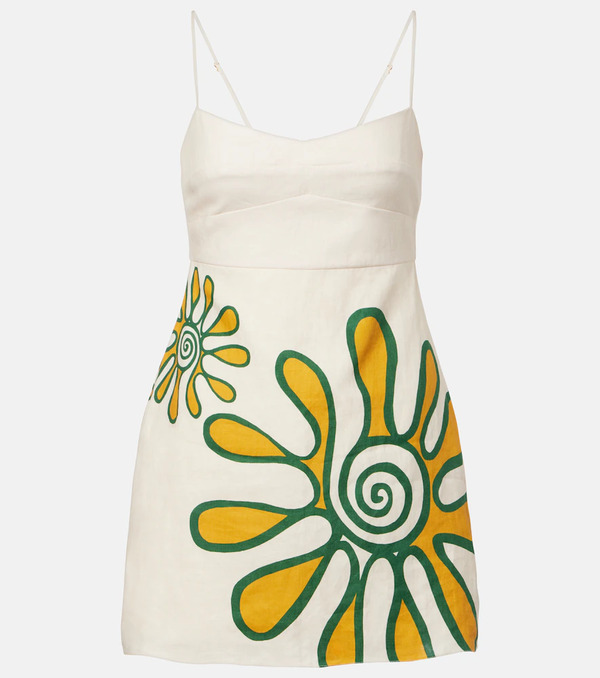  Cala De La Cruz Cala De La Cruz Lucca Printed Linen Minidress 