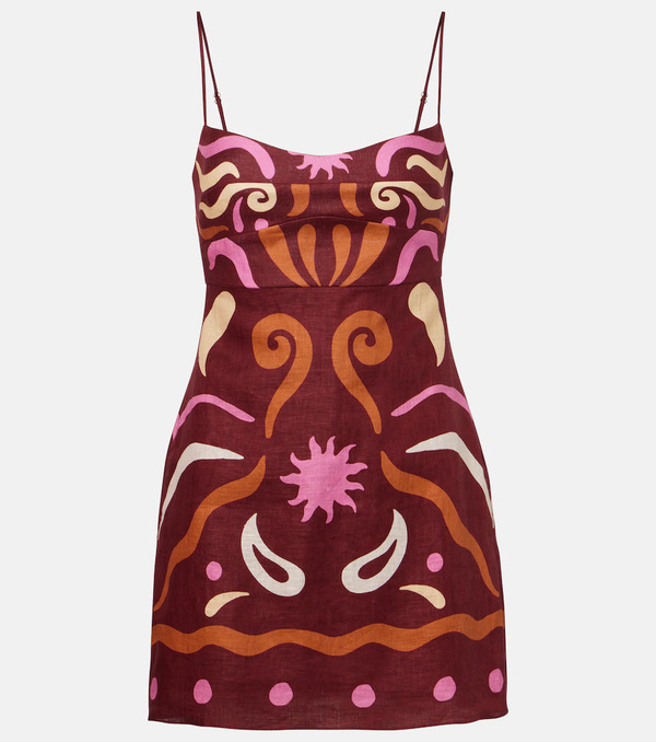  Cala De La Cruz Cala De La Cruz Lucca Printed Linen Minidress 
