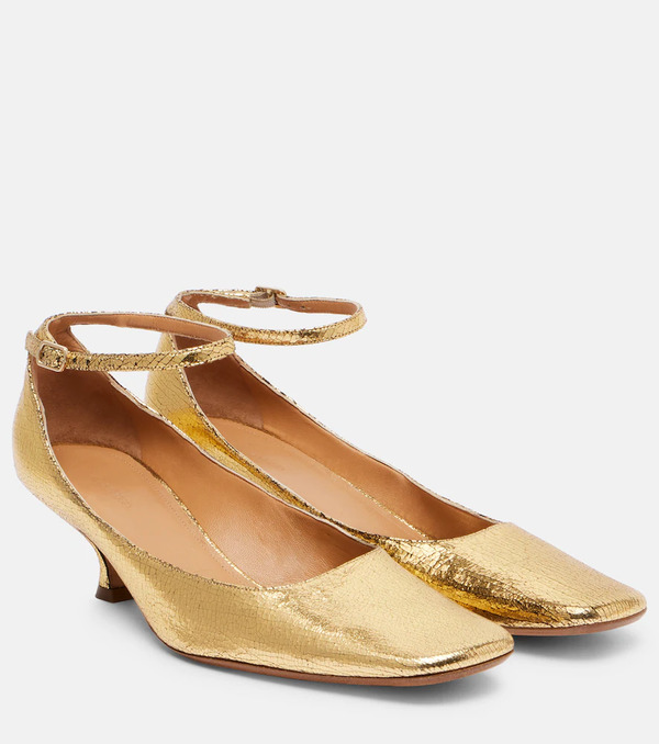  Calvin Klein Collection Calvin Klein Collection Anna Metallic Leather Pumps 