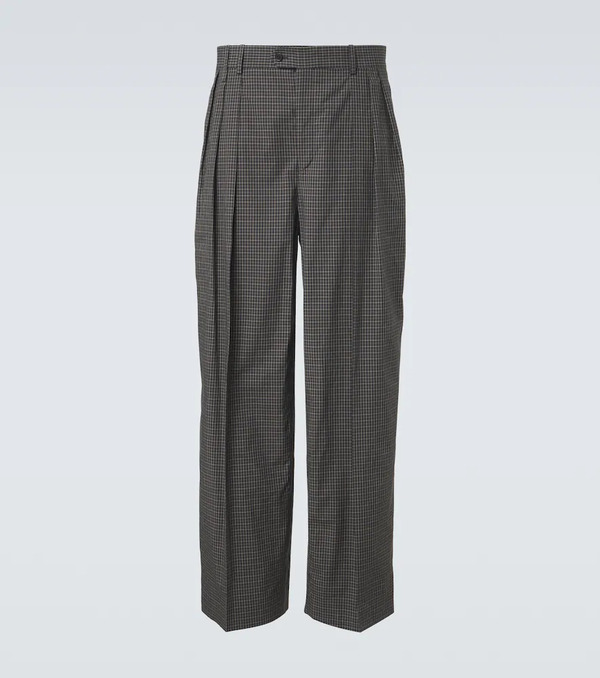  Calvin Klein Collection Calvin Klein Collection Baxter Checked Cotton Wide-leg Pants 